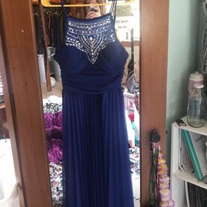 Royal blue jeweled prom dress